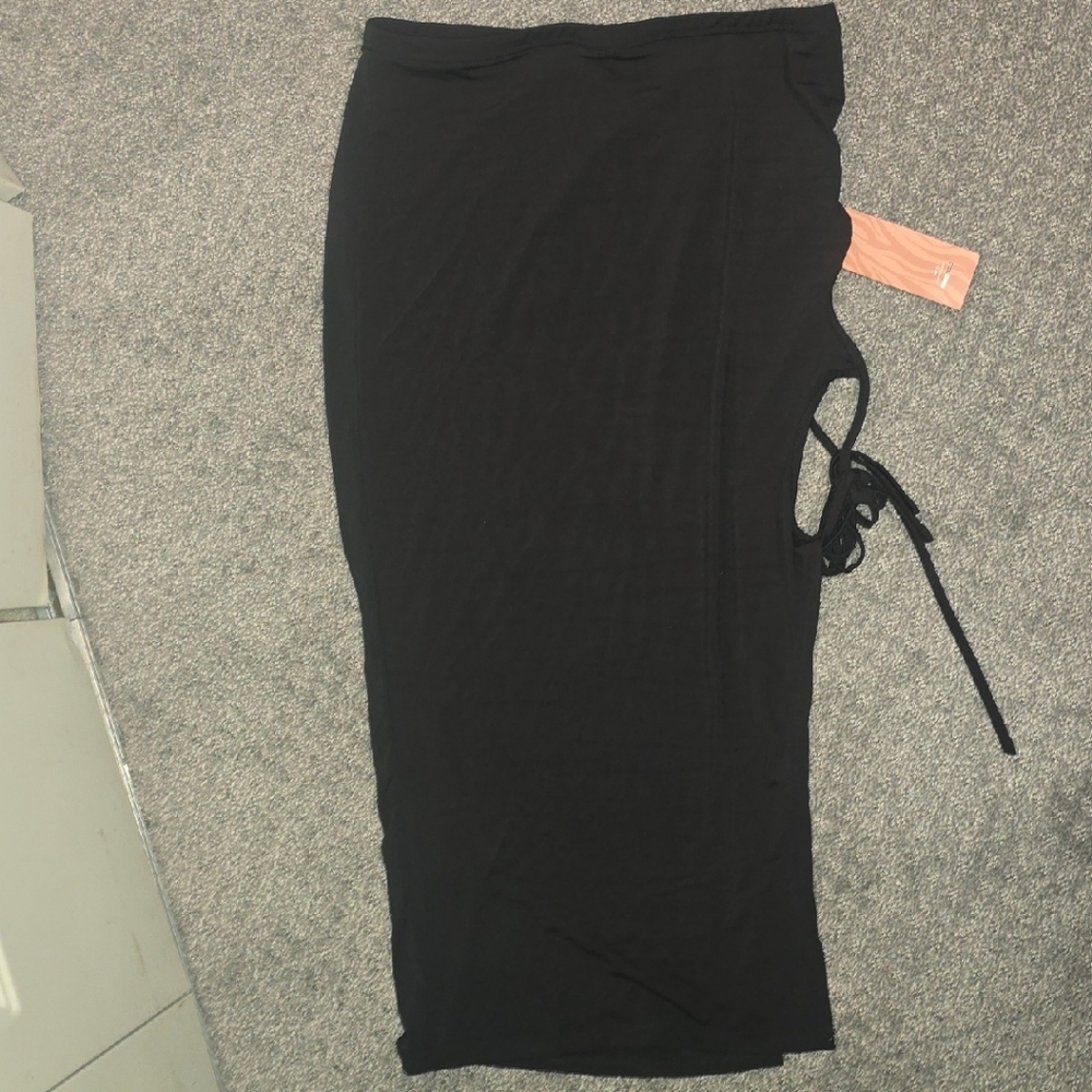 SHEIN Black Maxi Skirt with Side Tie NWT US Size Large 32"